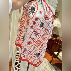 Zara Tropical toucan, fruit, lighthouse seashell Print neck Scarf